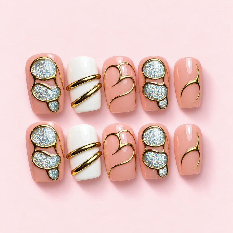 Rose Signet Short Coffin Press-On Nails | MUOI