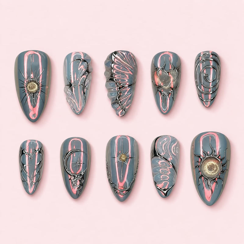 Slate Sigil Almond Press-On Nails | MUOI