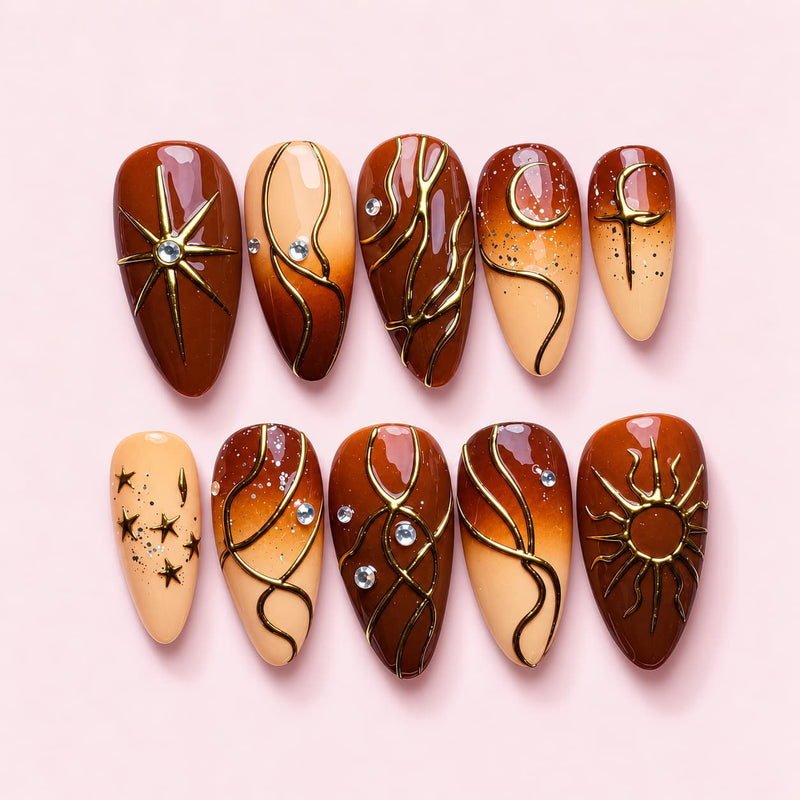 Terracotta Sun Almond Press-On Nails | MUOI