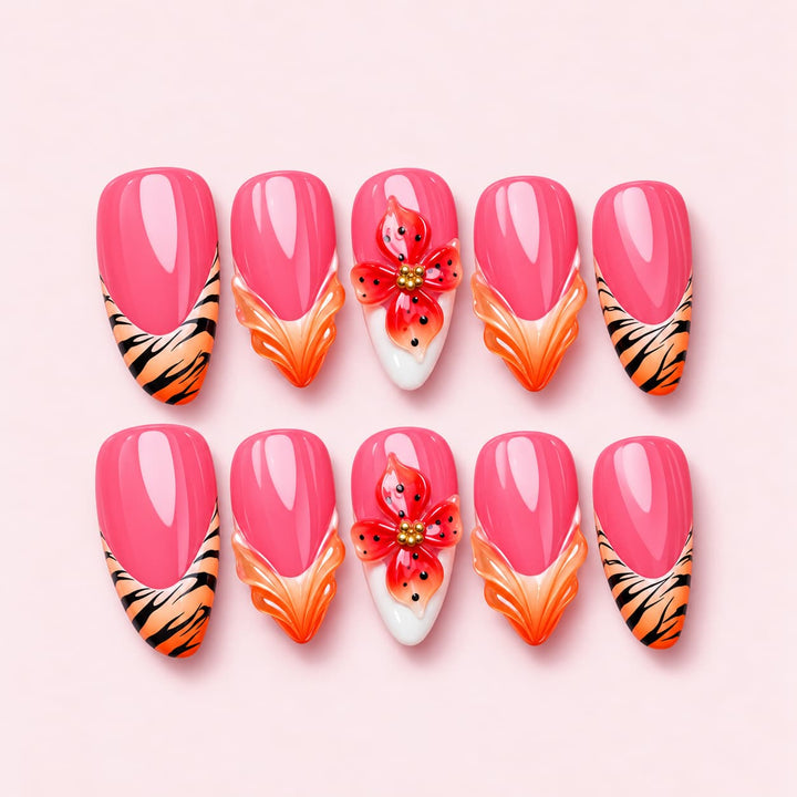 Tiger Lily Almond Press-On Nails | MUOI