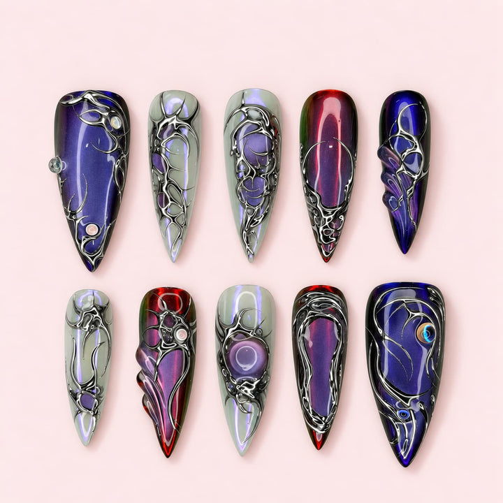 Violet Carapace Stiletto Press-On Nails | MUOI