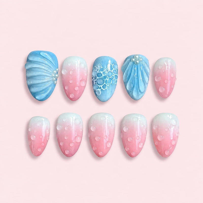 Dewdrop Blush Almond Press-On Nails | Muoi