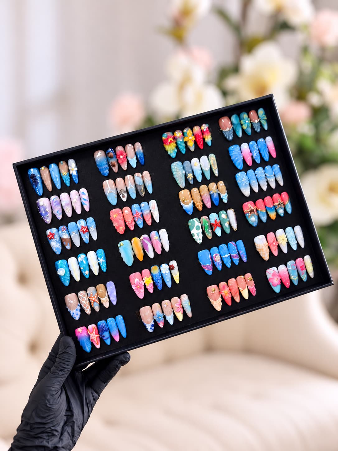 Curated pink press-on nail collection