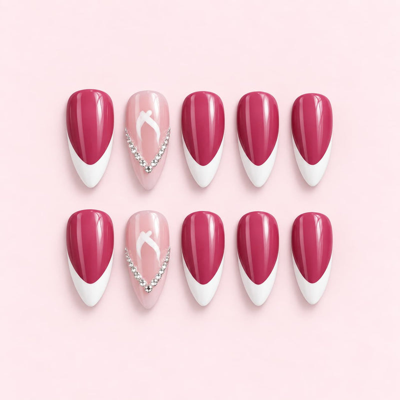 Hot Pink French Tip Stiletto Press-On Nails | Muoi