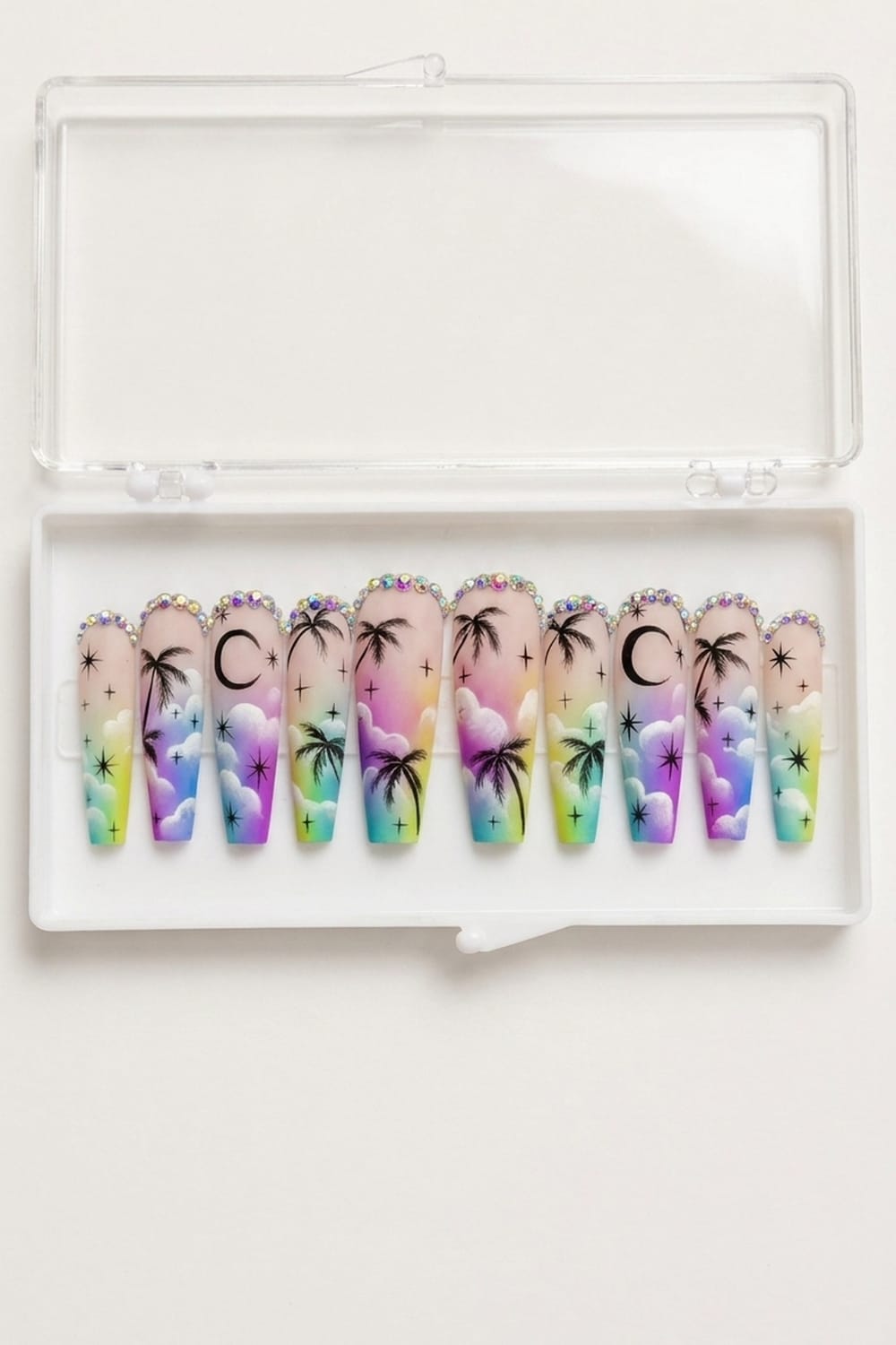 Pastel Sunset Coffin Nails – Aesthetic Press On Set
