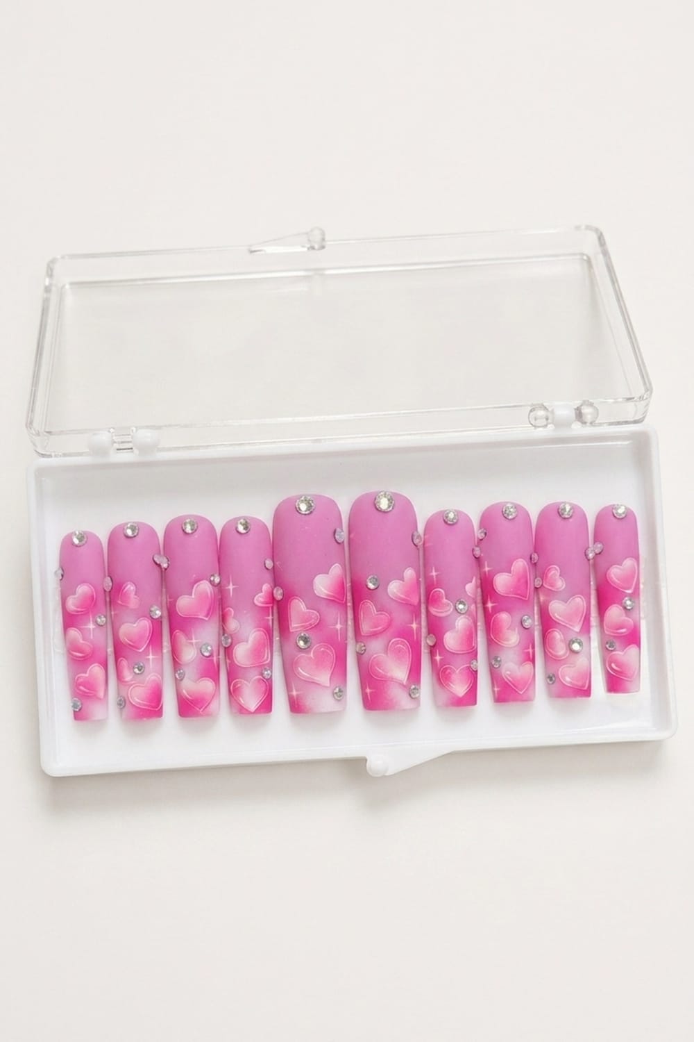 Pink Blossom Coffin Nails – Floral Press On Set
