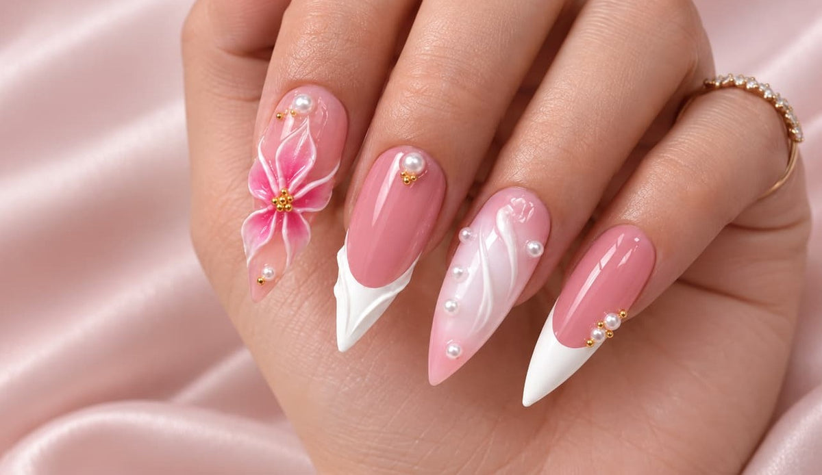 MUOI pink press-on nails