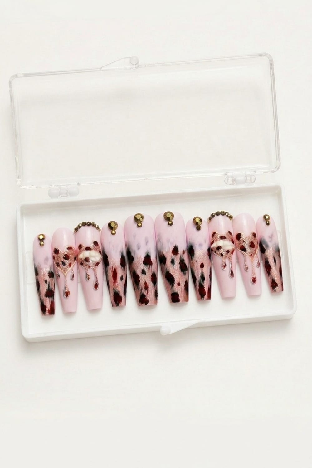 Pink Leopard Coffin Nails – Trendy Press On Set
