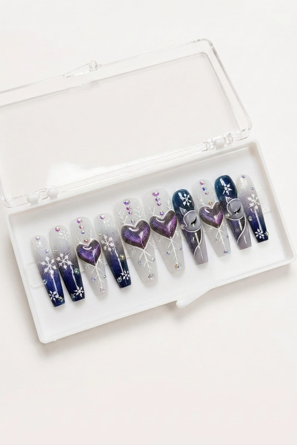 Purple Galaxy Coffin Nails – Long Press On Set
