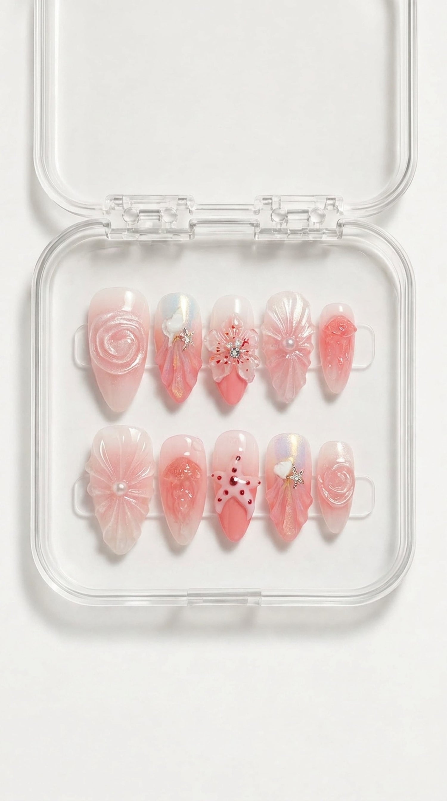 Pink Coral Blossom Summer Nails