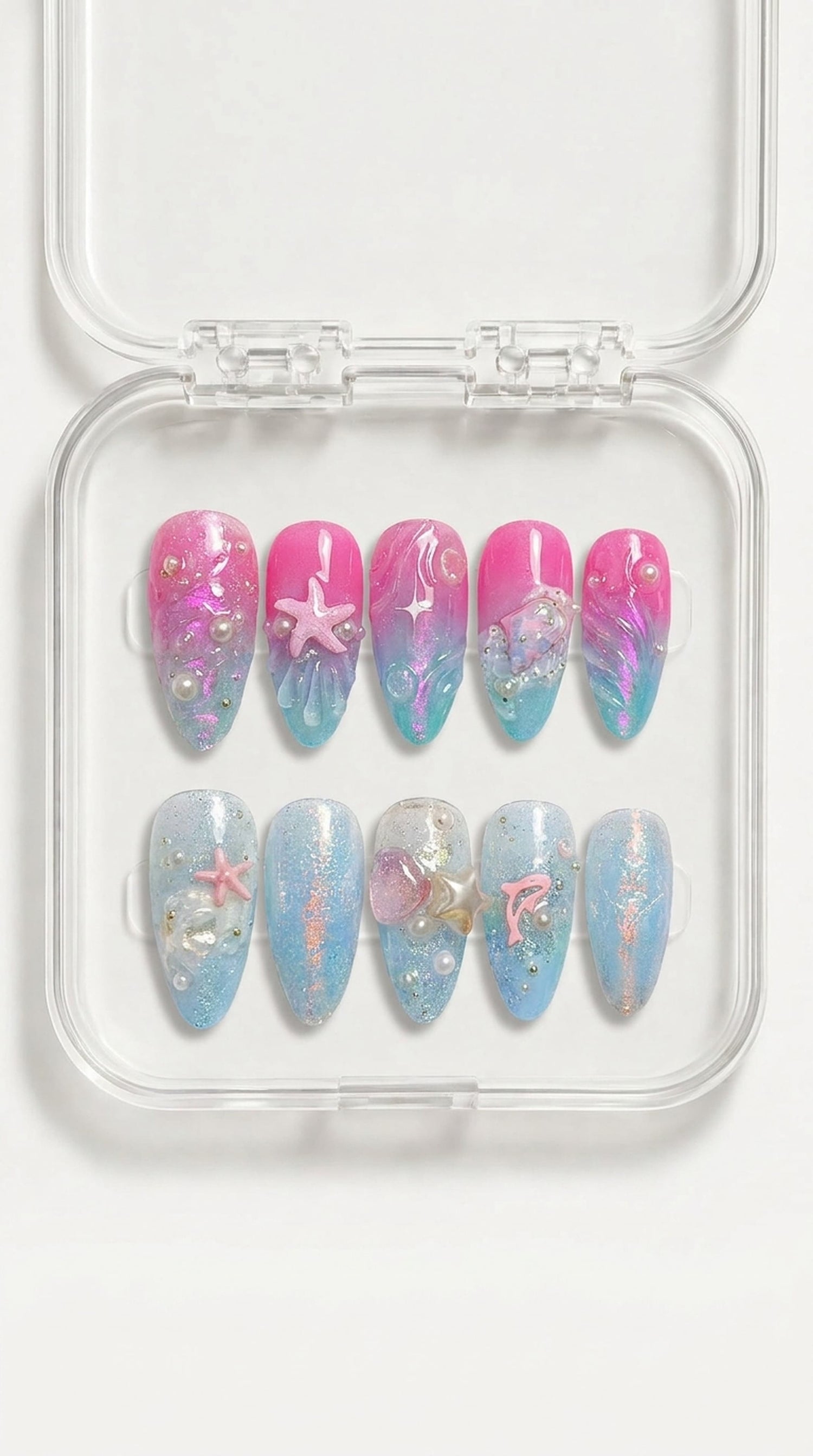 Mermaid Glow Ocean Summer Nails