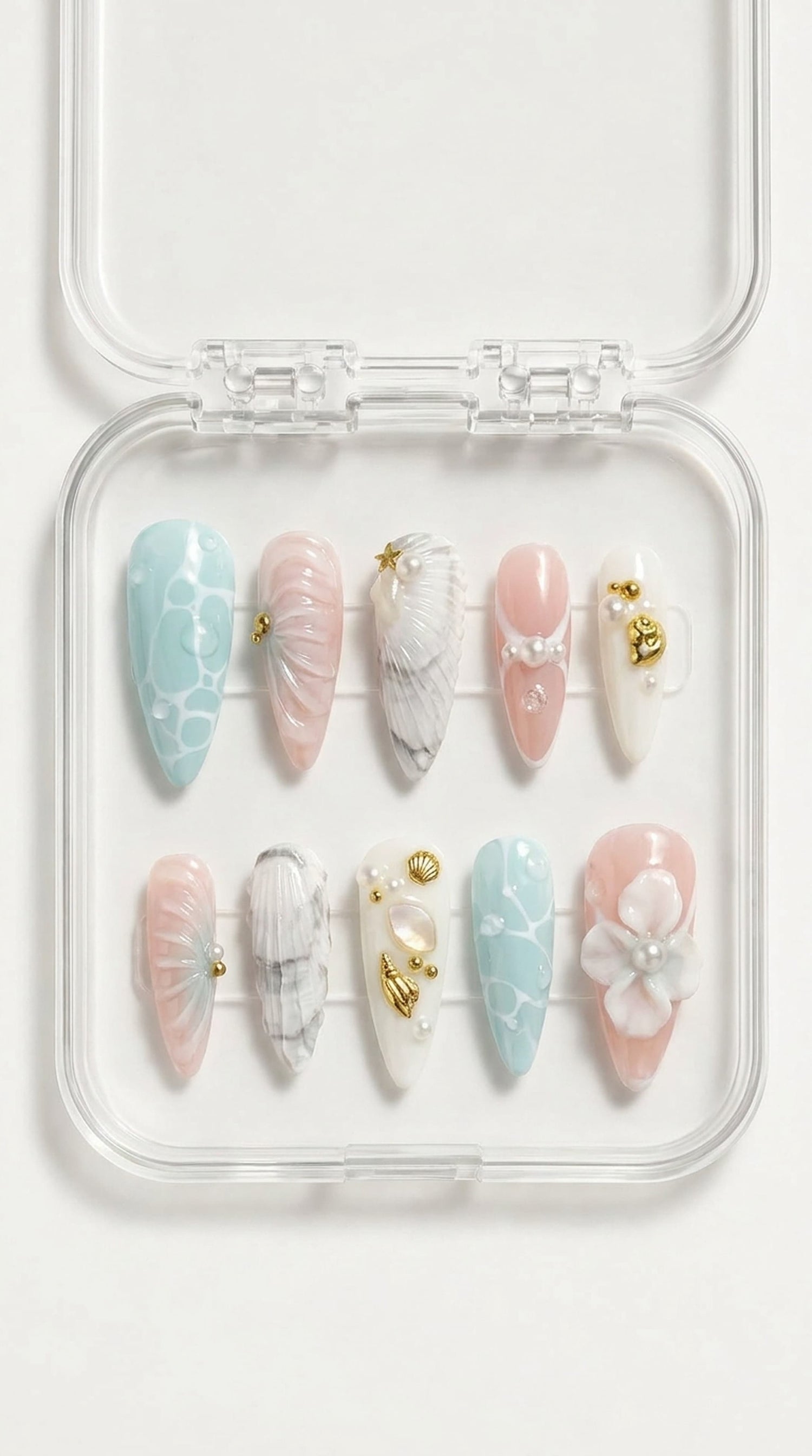 Pastel Pearl Beach Summer Nails