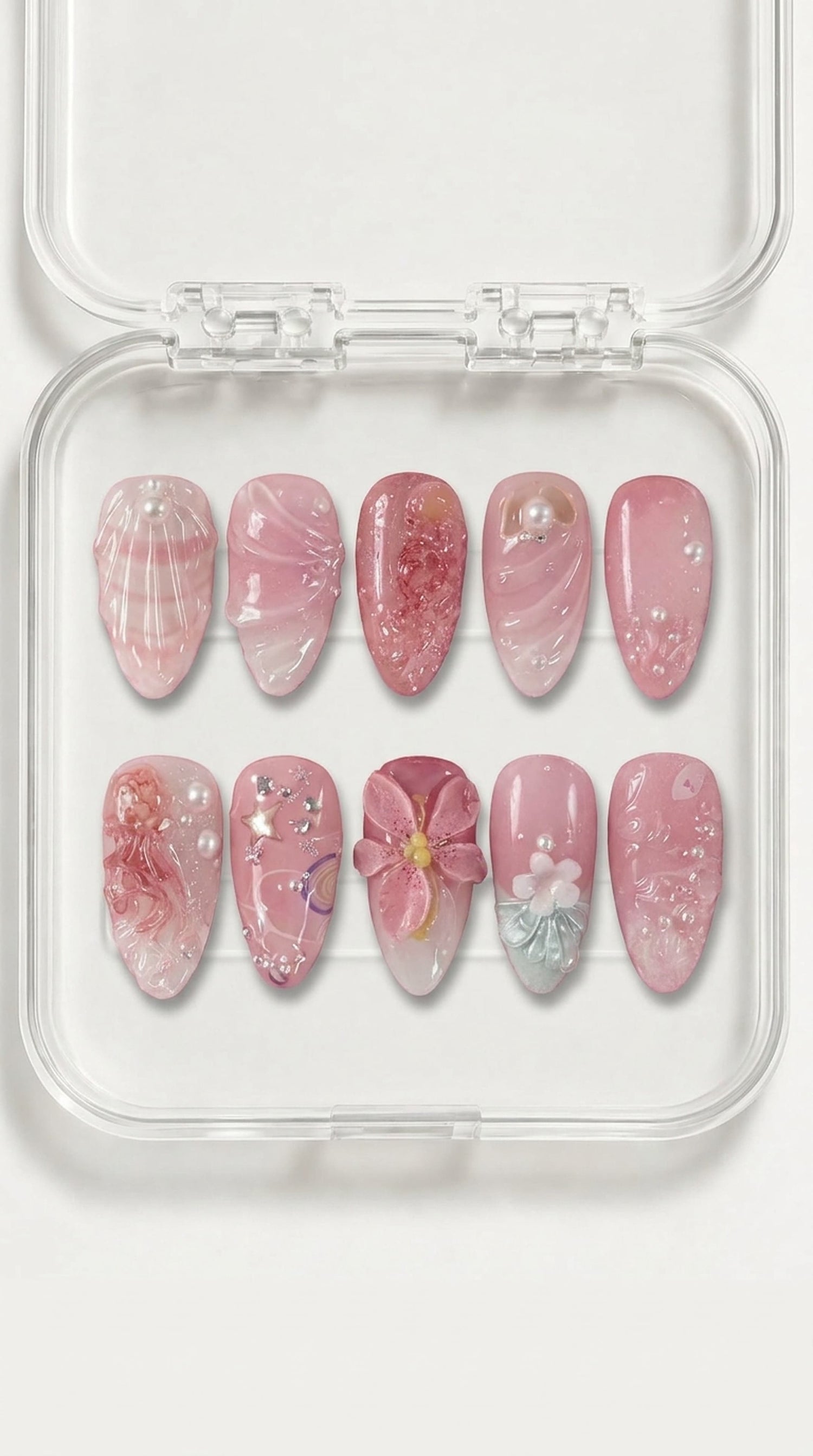 Pink Shell Bloom Summer Press-On Nails