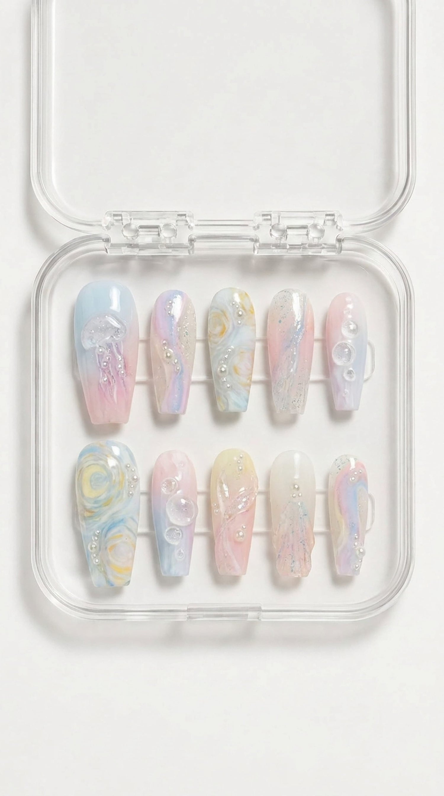 Pastel Jellyfish Coffin Press-On Nails