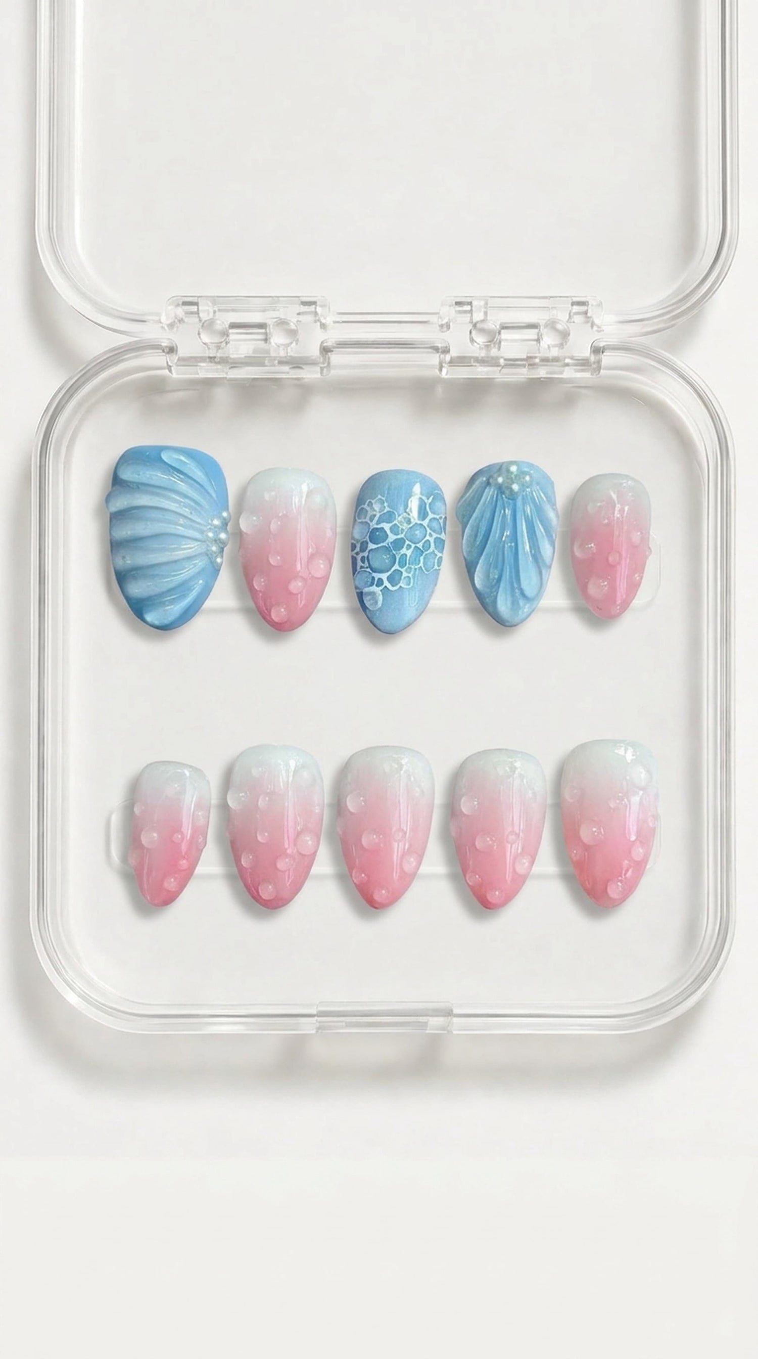 Pink Bubble Shell Summer Press-On Nails