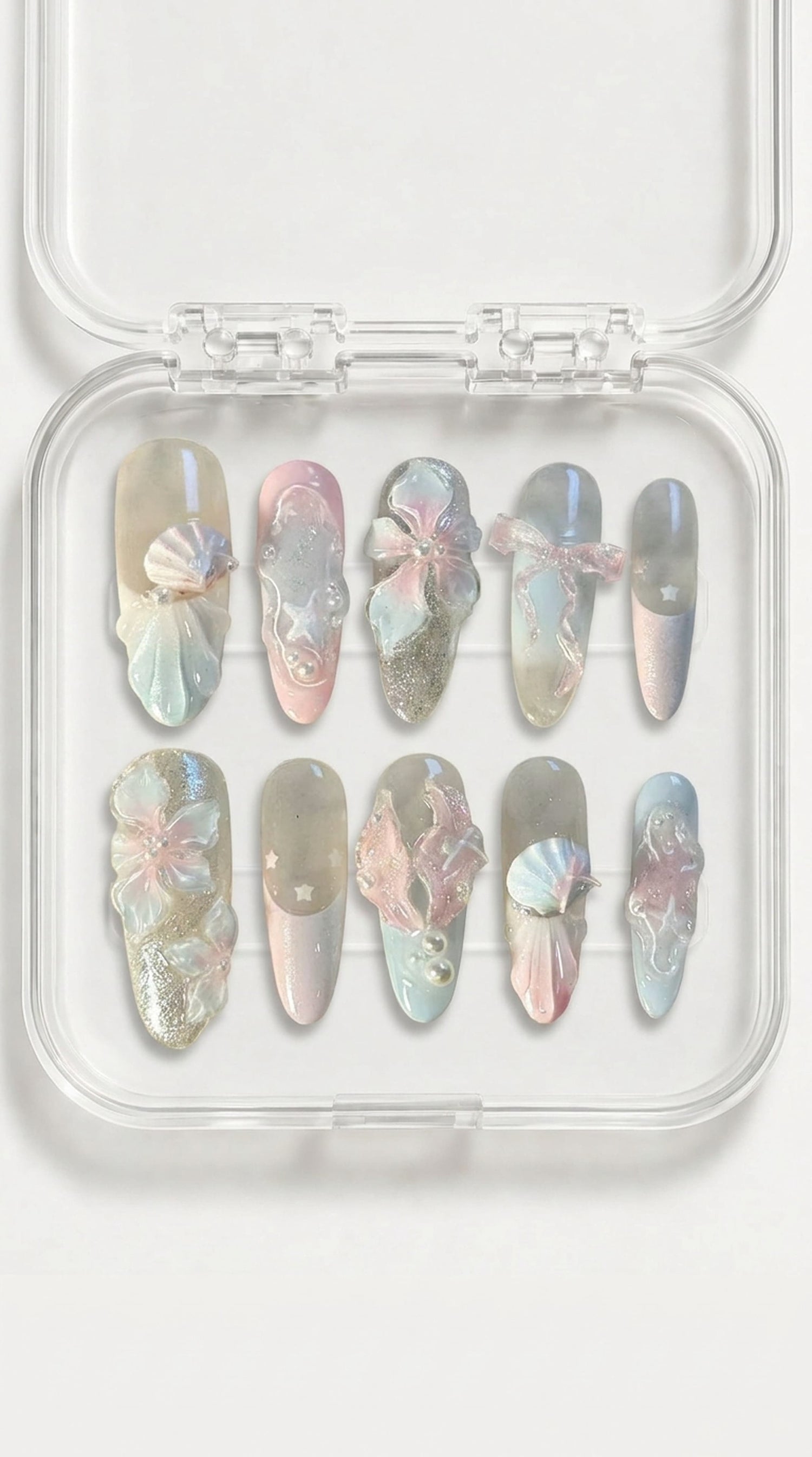 Pastel Mermaid Bow Press-On Nails