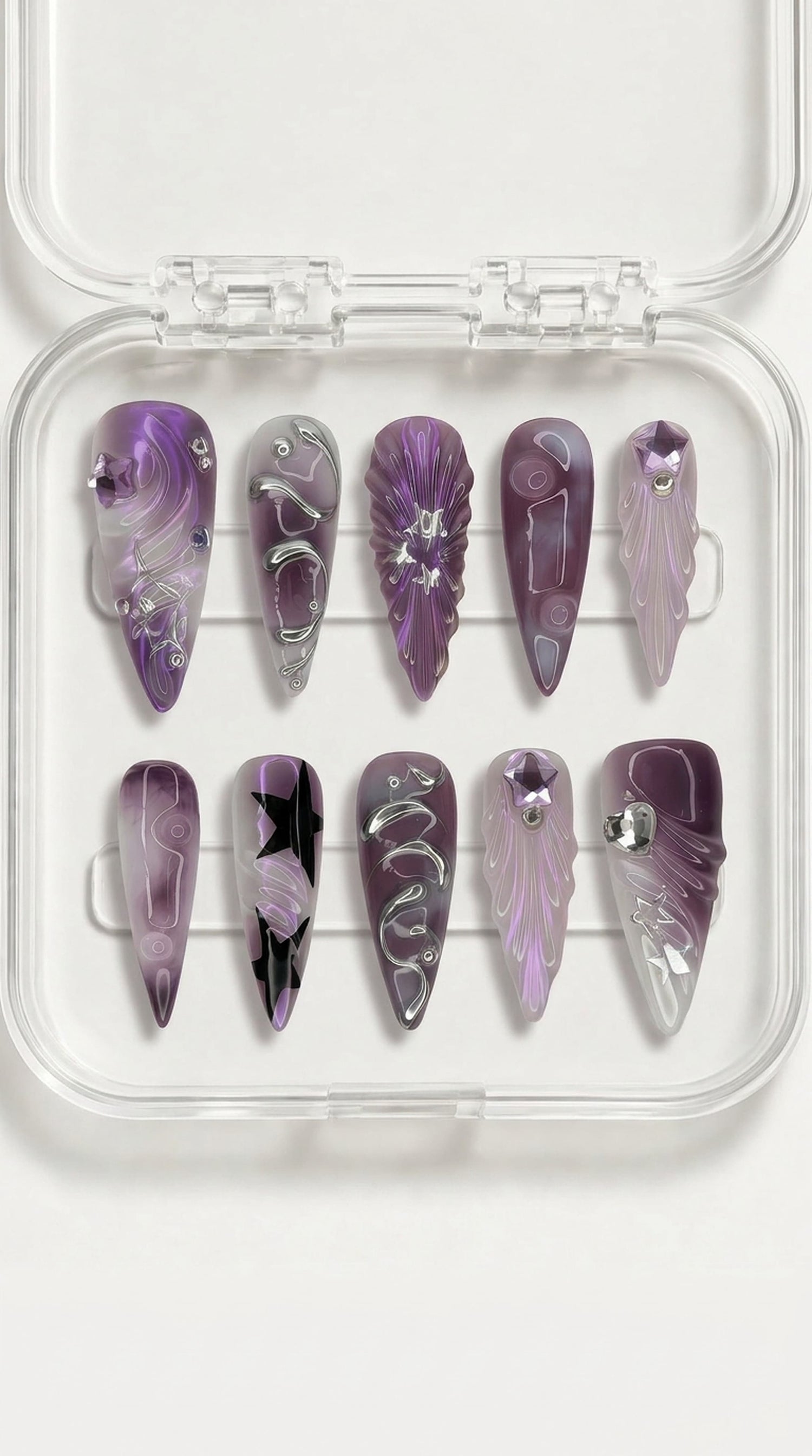 Purple Y2K Chrome Stiletto Press-On Nails