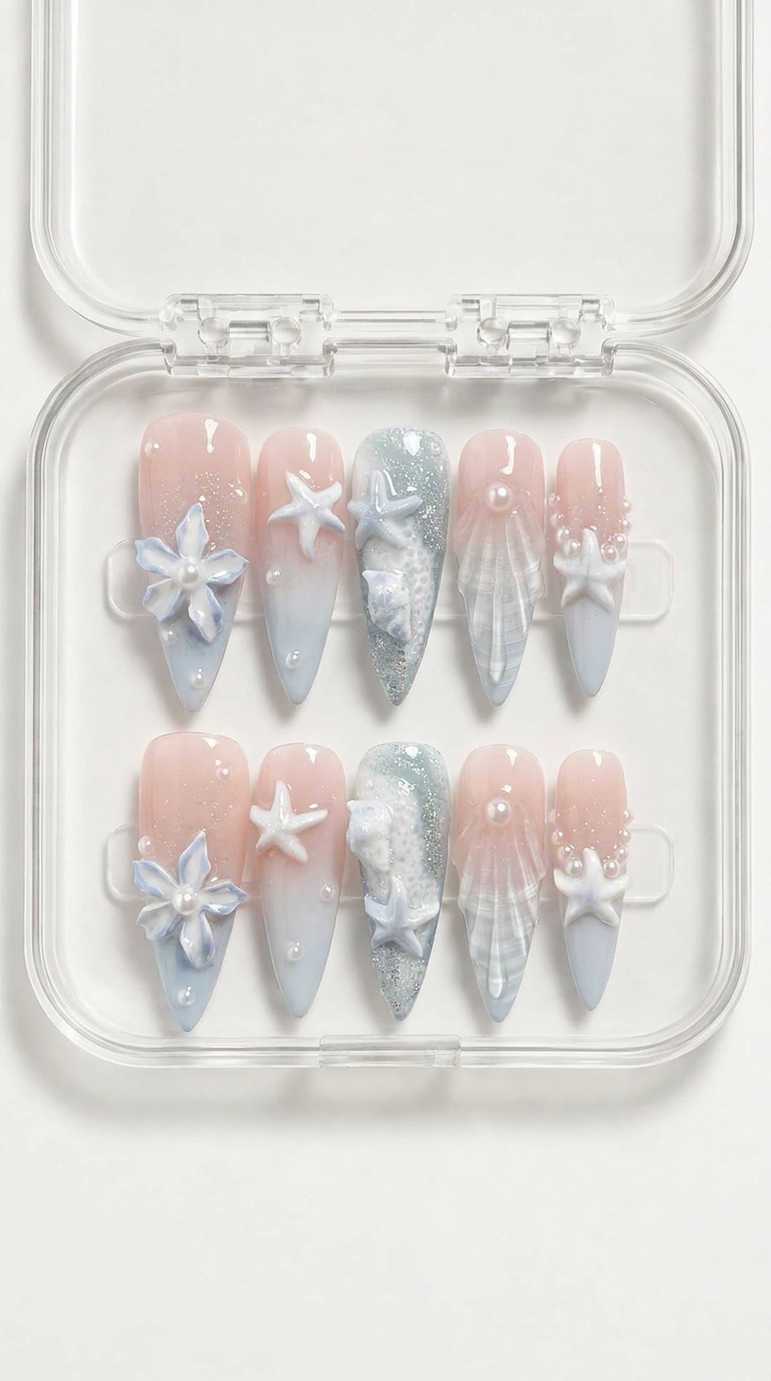 Blush Mermaid Shell Summer Nails
