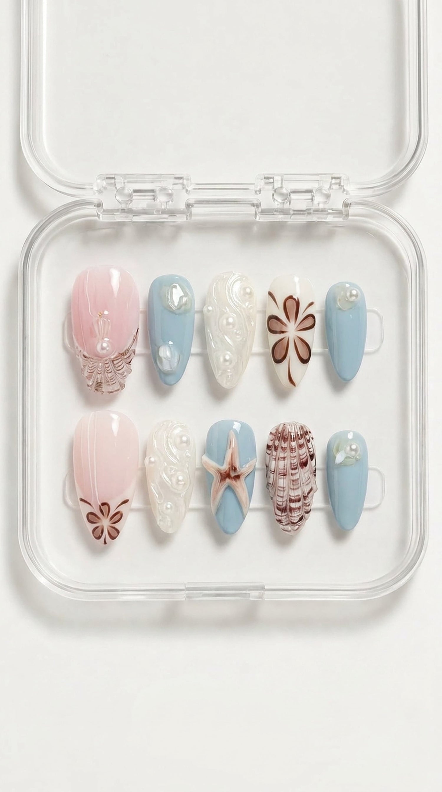 Seaside Pearl Shell Summer Nails